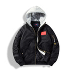 Men's bomber jacket with removable hood inner lining and quilted thermal insulation Fashion Glam