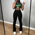 Ladies High-Waisted Cargo Jeans with Multiple Flap Pockets and Long Leg Fashion Glam