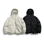 Unisex Boxy-padded hoodie with high stand-up collar and drawstring hem Fashion Glam