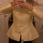 Women's tailored blazer with cord buttons, bell hem and Viennese seams Fashion Glam