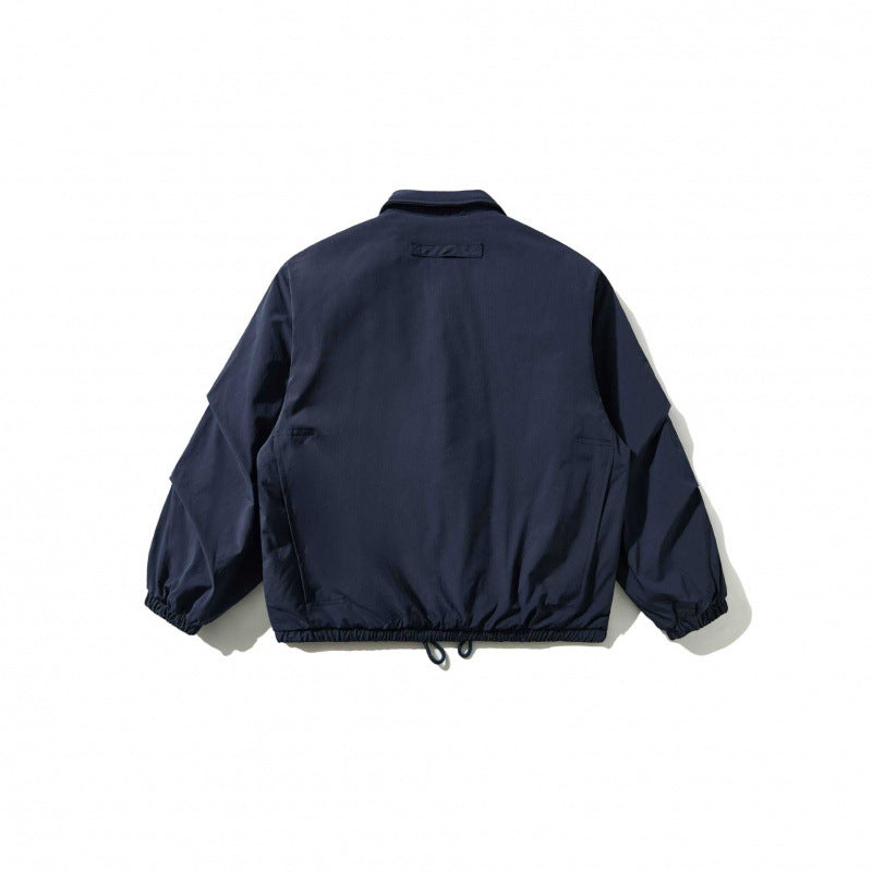 Men's short jacket in worker look with shirt collar, snap button closure and drawstring waistband Fashion Glam