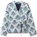 Women's quilted kimono wrap jacket with tie belt and oriental paisley pattern Fashion Glam