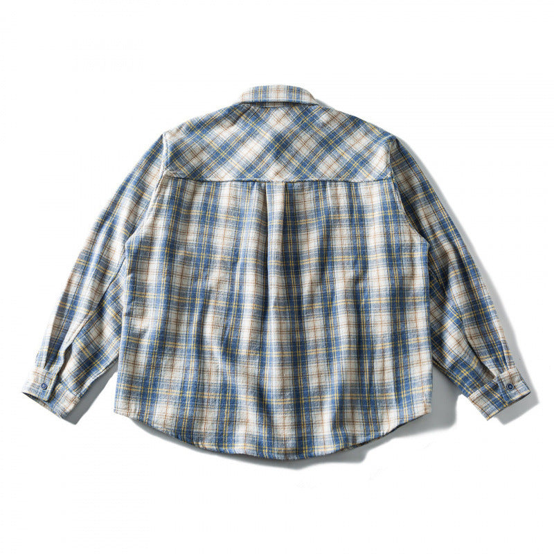 Unisex Lockered Check Flannel Overshirt with Applied Chest Pocket and Rounded Hem Fashion Glam
