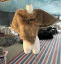 Women's shoulder cape made of fake fur with an asymmetrical hem and decorative belt Fashion Glam