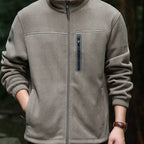 Men's Breathable Microfleece Jacket with Water-Repellent Chest Zip Placket and Stand-Up Collar Fashion Glam