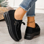 Women’s Platform Moccasins made of Suede with Padded Comfort Insole Fashion Glam