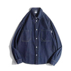 Unisex Boxy Denim Overshirt with patch chest pockets and rounded hem Fashion Glam