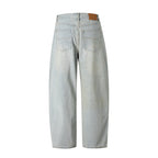 Women's Relaxed Fit Straight-Leg Denim Pants with High Waist and Soft Stonewash Details Fashion Glam