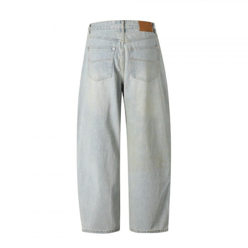 Women's Relaxed Fit Straight-Leg Denim Pants with High Waist and Soft Stonewash Details Fashion Glam