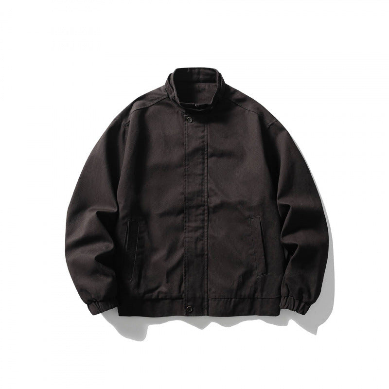 Men's short blazer in a minimalist worker look made of heavy canvas with stand-up collar Fashion Glam