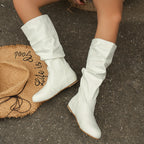 Women’s casual knee-high slouch boots with flexible shaft and flat heel Fashion Glam