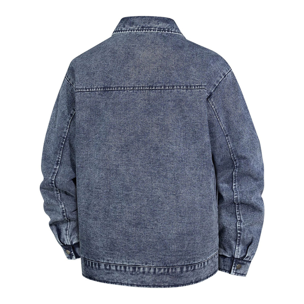Men's Oversized Denim Jacket with Stonewash Effect and Patch Pockets Fashion Glam