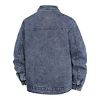 Men's Oversized Denim Jacket with Stonewash Effect and Patch Pockets Fashion Glam