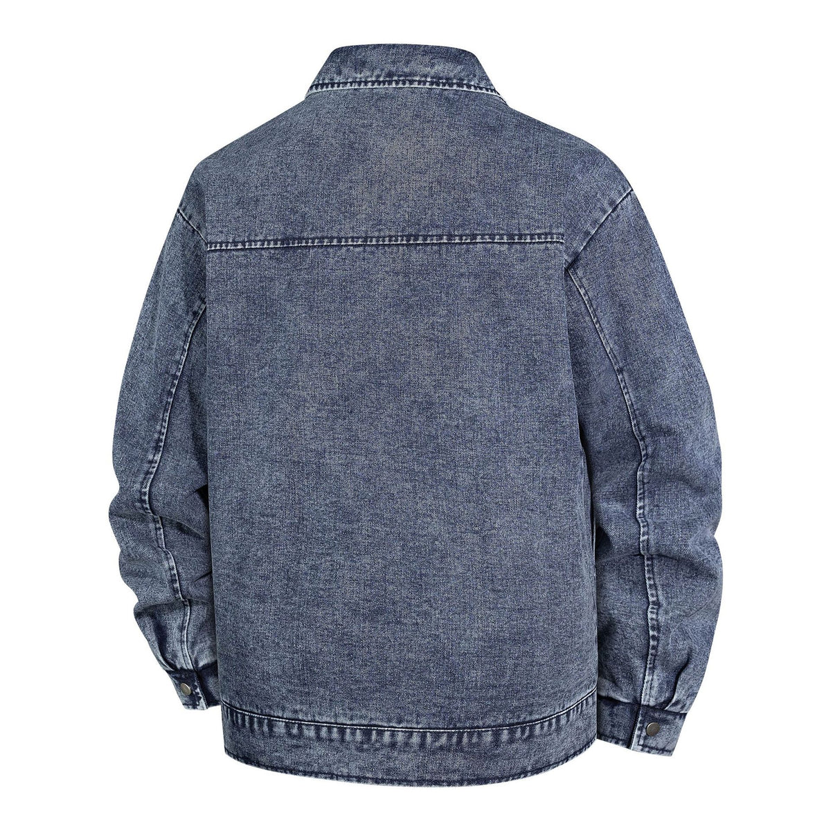 Men's Oversized Denim Jacket with Stonewash Effect and Patch Pockets Fashion Glam