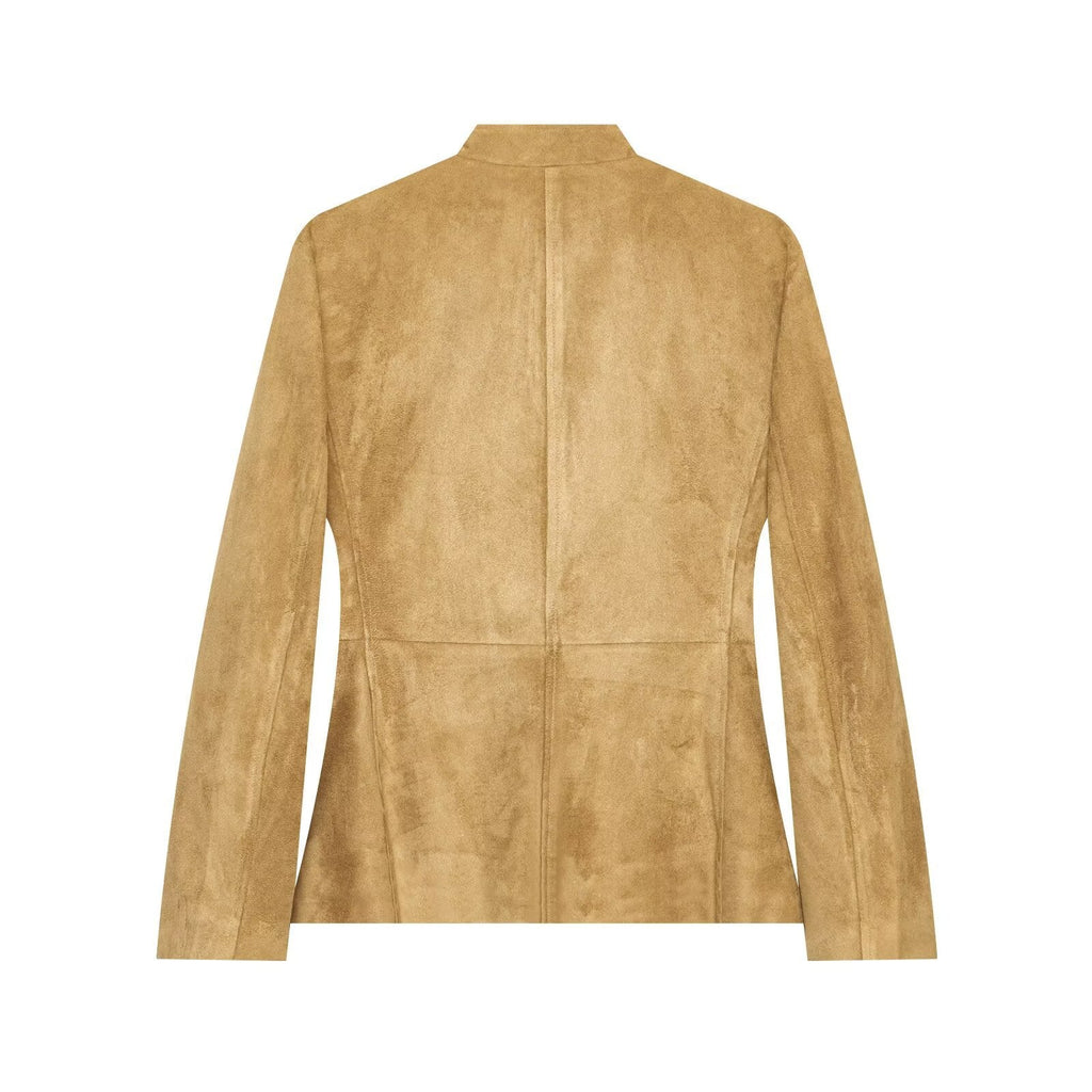 Women's suede military-style jacket with stand-up collar Fashion Glam