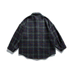 Unisex Boucle Check Shirt Jacket with Quilted Lining, Rounded Hem and Shirt Collar Fashion Glam
