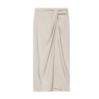 Women's Draped Midi Skirt with Gathering and Wrap Look Fashion Glam