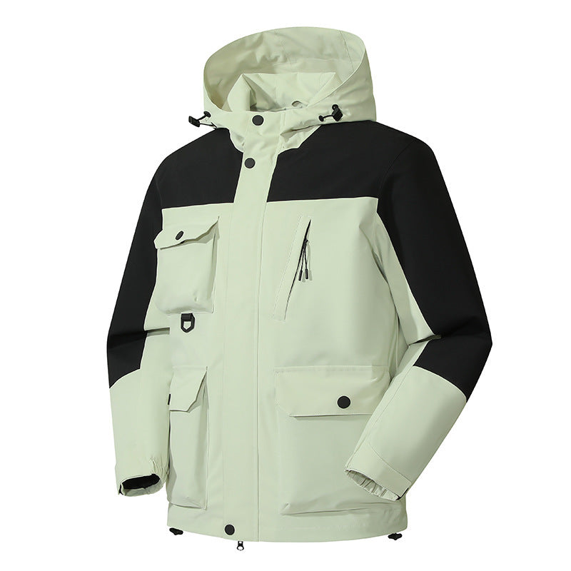 Men's Technical Utility Field Jacket with Hood, Multiple Pockets and Wind-Resistant Shell Fashion Glam