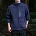 Men's Thermal Microfleece Outdoor Jacket with Stand-Up Collar, Waterproof Chest Zip Pocket Fashion Glam
