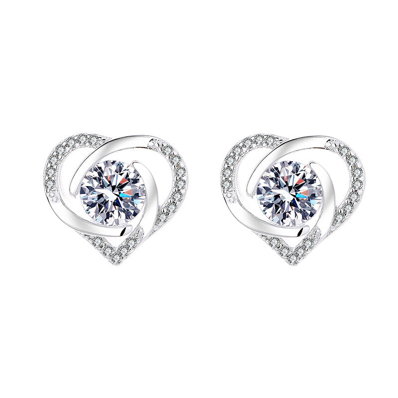 Ladies earrings in elegant heart design with shimmering zirconia Fashion Glam