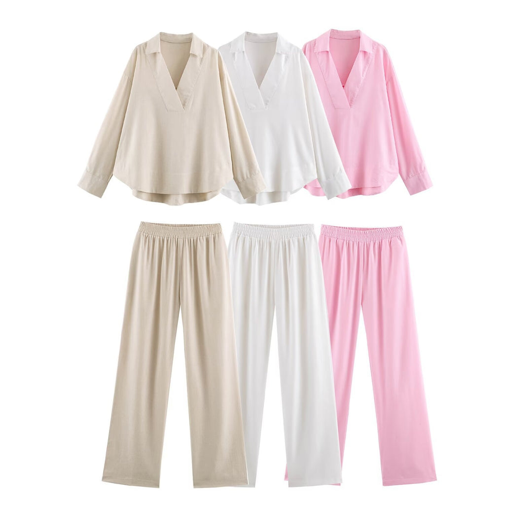 Women's Wide Lounge Pants with Elastic Waistband and Flowing Viscose Quality Fashion Glam