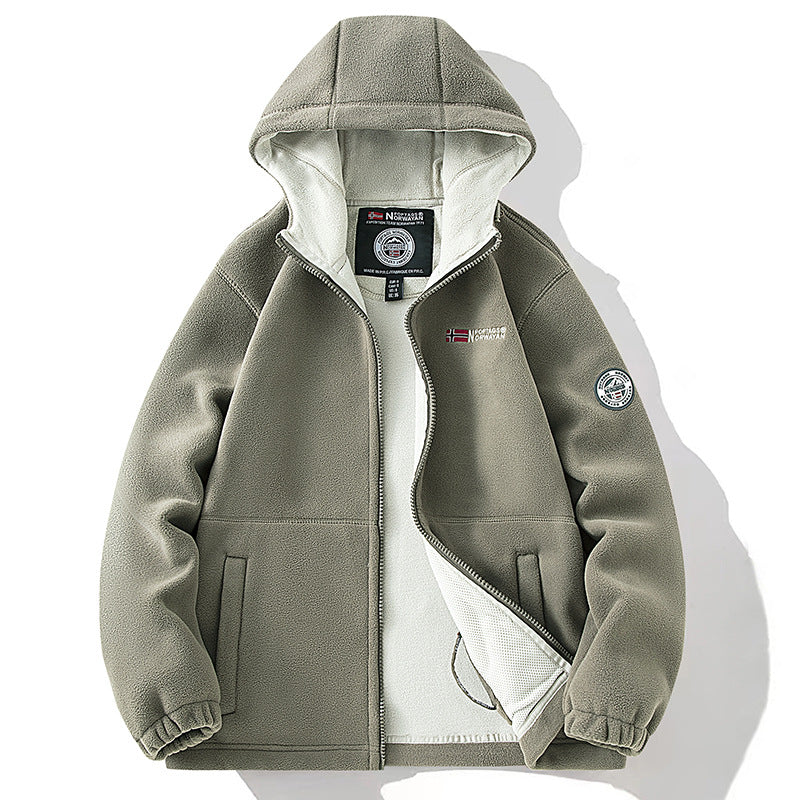 Women's Hooded Fleece Jacket with Warm Teddy Lining and Zipper Fashion Glam