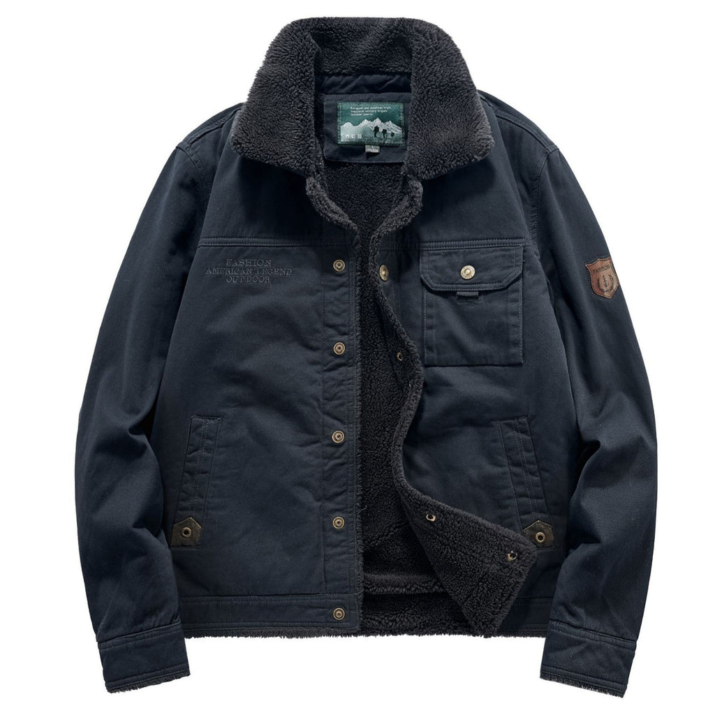 Men's Sherpa-lined Canvas Field Jacket with Teddy Lining and Chest Pockets Fashion Glam