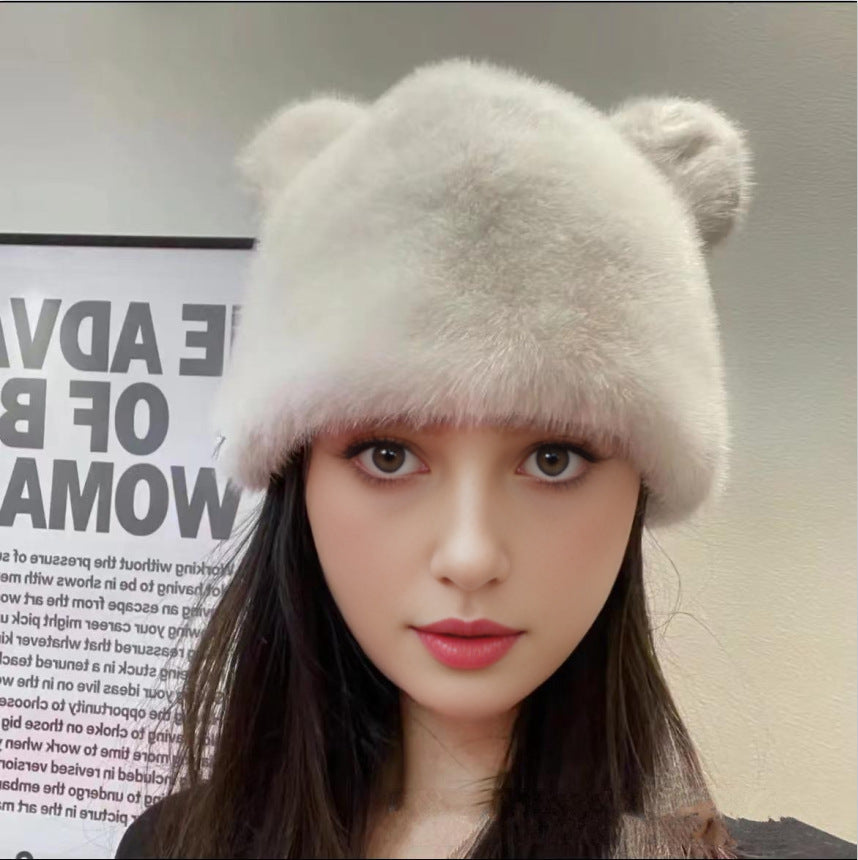 Ladies Cozy Hat with Bear Ears made of high-quality Faux Fur Fashion Glam