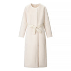 Women's Cozy Longline Teddy Coat with Clean-Cut Silhouette and Hidden Snap Placket Fashion Glam