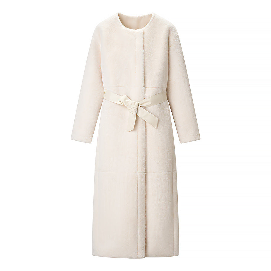 Women's Cozy Longline Teddy Coat with Clean-Cut Silhouette and Hidden Snap Placket Fashion Glam