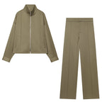 Women's High-Waisted Loose Suit Trousers with Crease and Straight Leg Fashion Glam