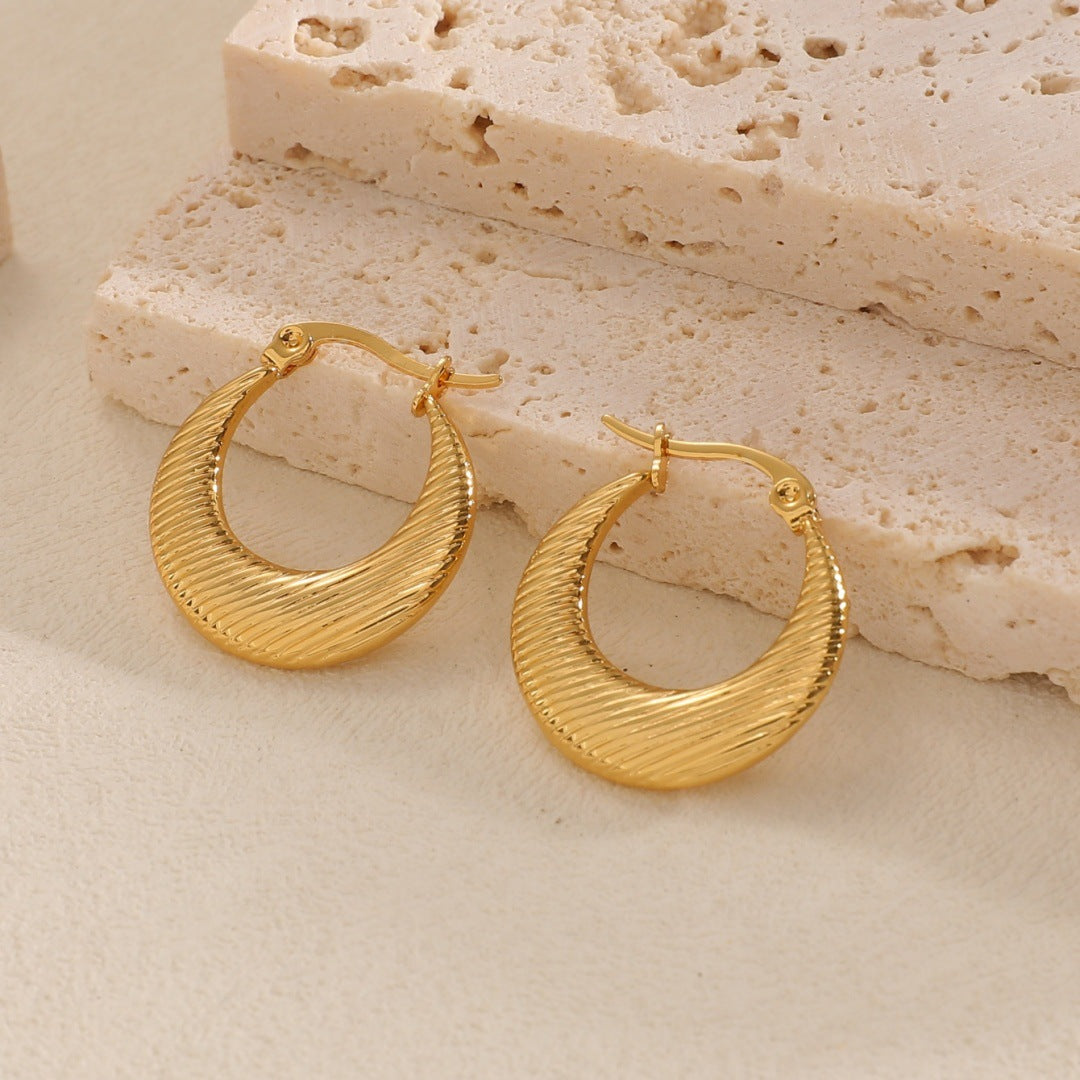 Women's Hanging Earrings with Integrated, Textured Design Fashion Glam