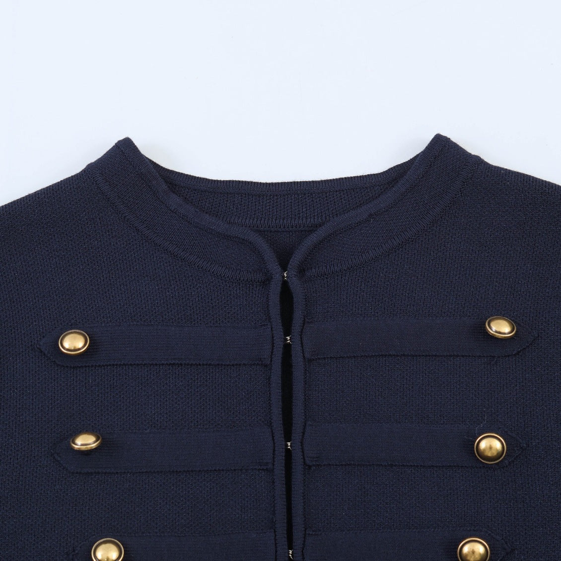 Women's Cropped Military Blazer Jacket with Stand Collar, Decorative Trim and Gold Buttons Fashion Glam