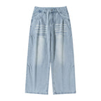 Women's Wide High-Waist Jeans in Vintage Denim with Used Effect Fashion Glam