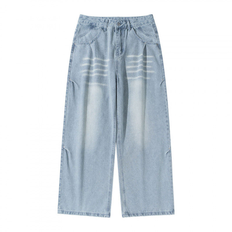 Women's Wide High-Waist Jeans in Vintage Denim with Used Effect Fashion Glam