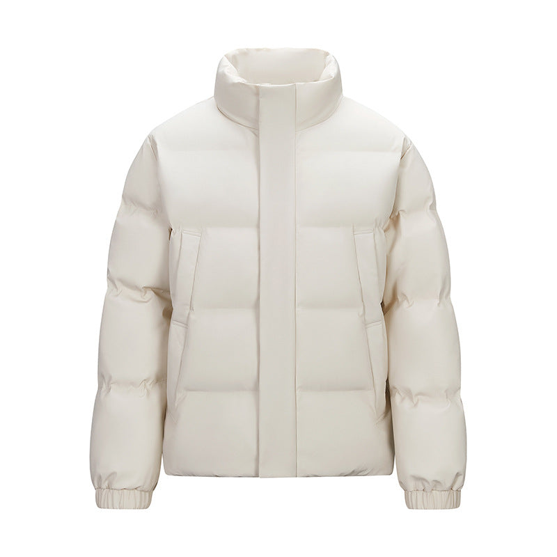 Men's Padded Quilted Jacket with High Stand-Up Collar and Concealed Zip Fashion Glam