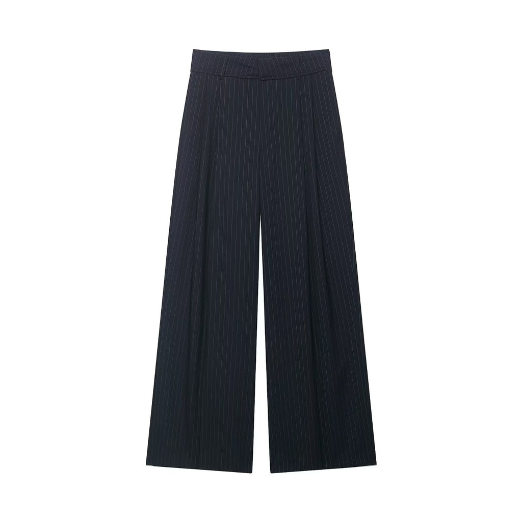Women's high-waisted wide palazzo pants with pleats and elegant drape Fashion Glam