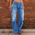 Women's casual loose denim pants in baggy style with distressed rips Fashion Glam