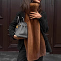 Ladies long luxurious faux fur stole with high cozy collar Fashion Glam