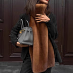 Ladies long luxurious faux fur stole with high cozy collar Fashion Glam