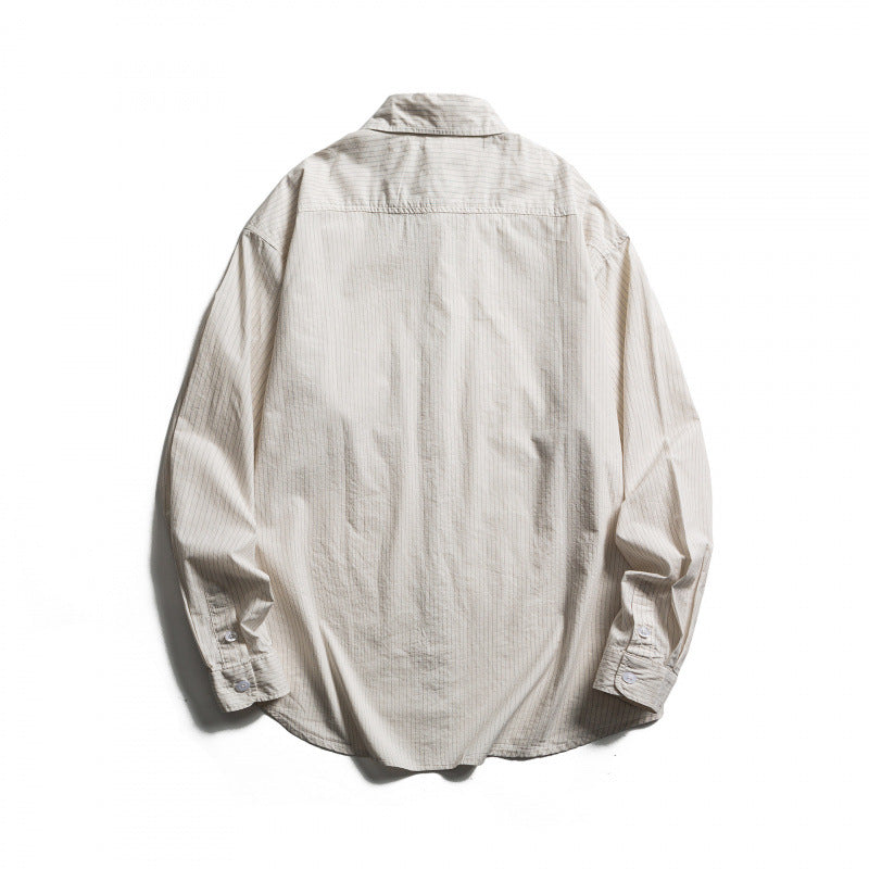Men's oversized shirt made of cotton blend with fine pinstripes and chest pocket Fashion Glam