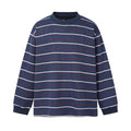Unisex locker-fit structured knit sweater with round neck and maritime stripes Fashion Glam