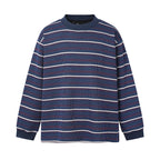 Unisex locker-fit structured knit sweater with round neck and maritime stripes Fashion Glam