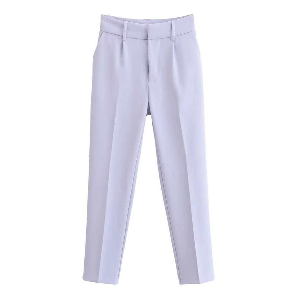 Women slim fit suit trousers with crease and elastic waistband Fashion Glam