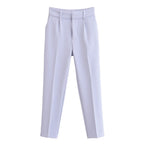 Women slim fit suit trousers with crease and elastic waistband Fashion Glam