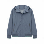 Men's Hooded Blouson Lightweight Windbreaker with Ribbed Hem and Concealed Zipper Placket Fashion Glam