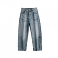 Women's Loose High-Waist Straight-Leg Vintage Jeans with Used Wash and Subtle Distressed Details Fashion Glam