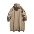 Unisex Longer Hooded Coat in Boxy Cut with Concealed Button Placket and Large Flap Pockets Fashion Glam