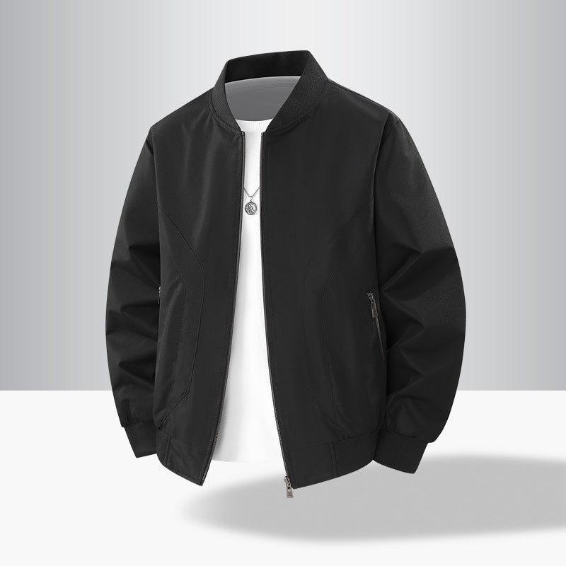 Men's Lightweight Windproof Bomber Jacket with Ribbed Cuffs and Zipper Pockets Fashion Glam