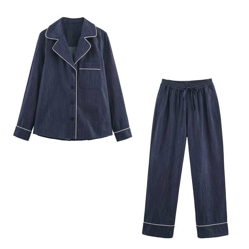 Women's Loose Fit Denim Pants with Elastic Waistband and Drawstring Fashion Glam